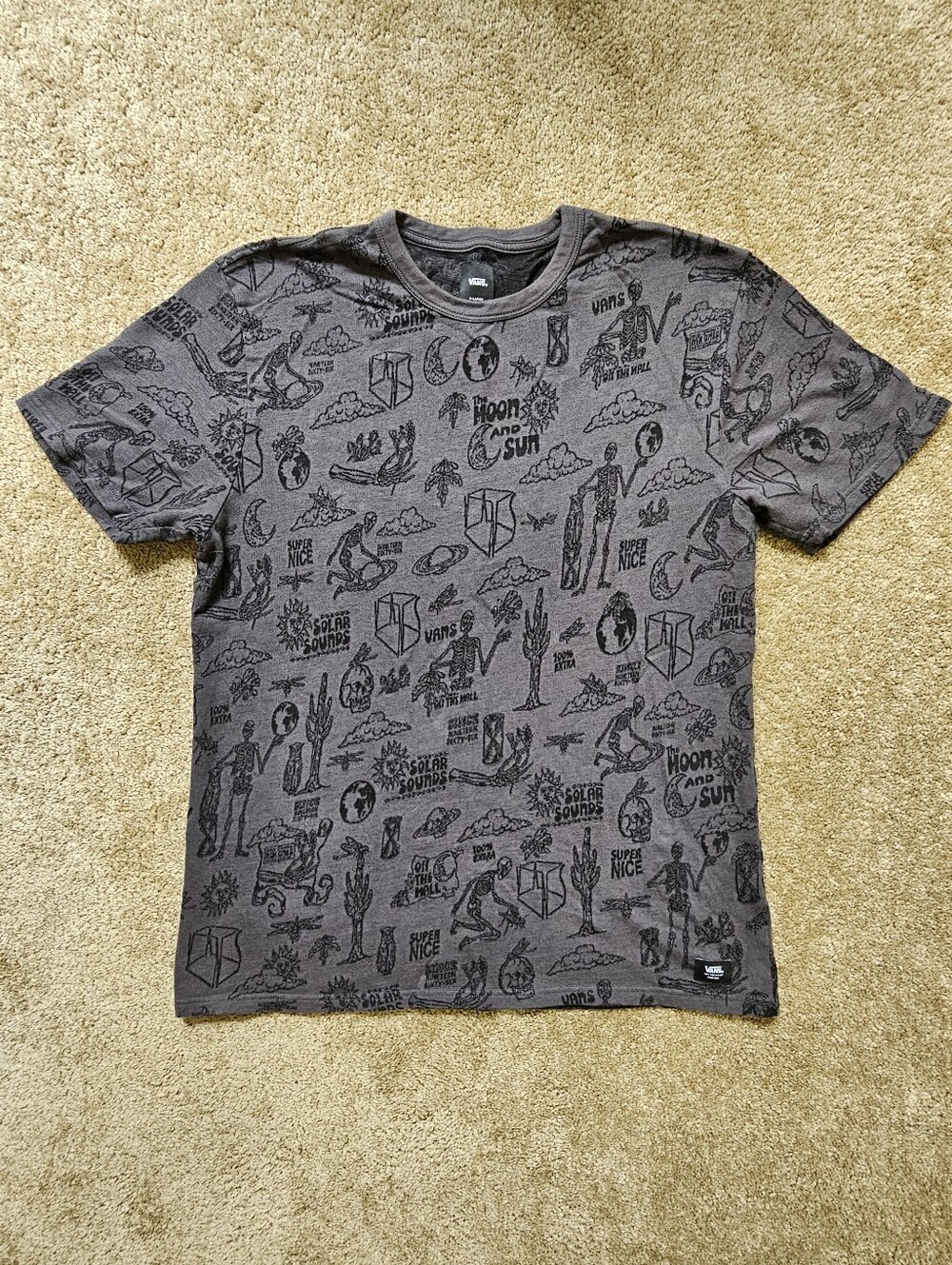 Vans Men's Charcoal Gray Graphic Short Sleeve Tee